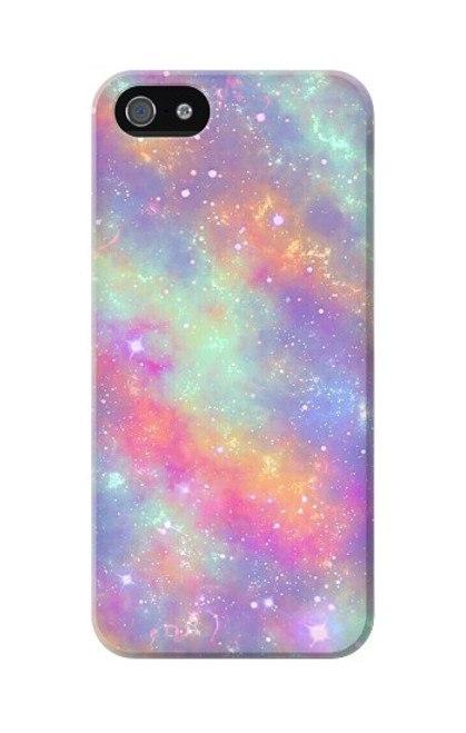 W3706 Pastel Rainbow Galaxy Pink Sky Hülle Schutzhülle Taschen und Leder Flip für iPhone 5C