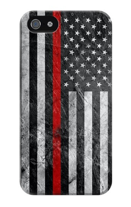 W3687 Firefighter Thin Red Line American Flag Hülle Schutzhülle Taschen und Leder Flip für iPhone 4 4S