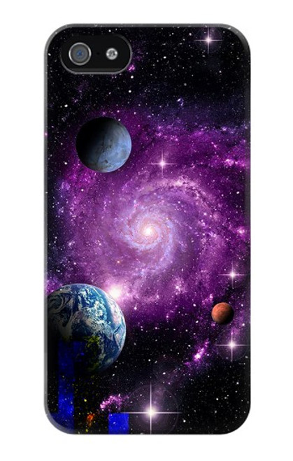 W3689 Galaxy Outer Space Planet Hülle Schutzhülle Taschen und Leder Flip für iPhone 4 4S