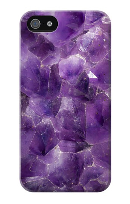 W3713 Purple Quartz Amethyst Graphic Printed Hülle Schutzhülle Taschen und Leder Flip für iPhone 4 4S