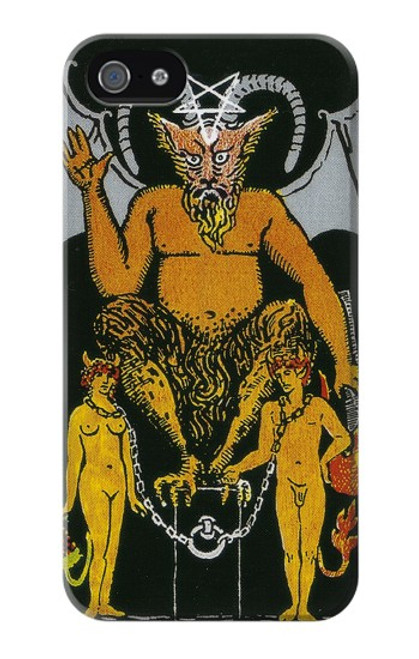 W3740 Tarot Card The Devil Hülle Schutzhülle Taschen und Leder Flip für iPhone 4 4S