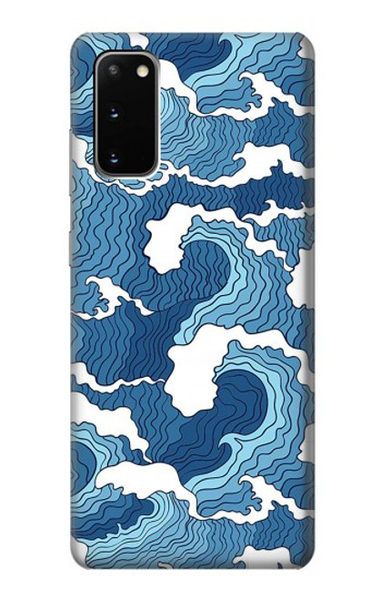 W3751 Wave Pattern Hülle Schutzhülle Taschen und Leder Flip für Samsung Galaxy S20