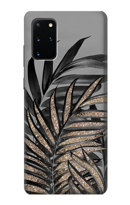 W3692 Gray Black Palm Leaves Hülle Schutzhülle Taschen und Leder Flip für Samsung Galaxy S20 Plus, Galaxy S20+