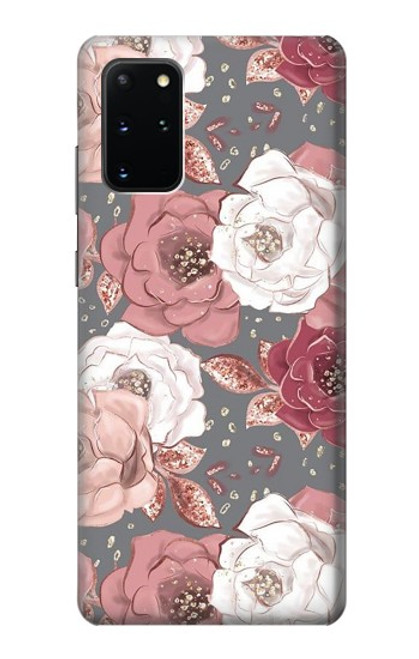 W3716 Rose Floral Pattern Hülle Schutzhülle Taschen und Leder Flip für Samsung Galaxy S20 Plus, Galaxy S20+