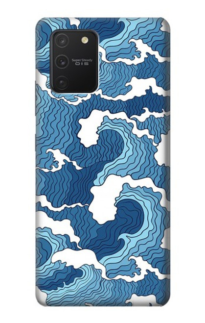 W3751 Wave Pattern Hülle Schutzhülle Taschen und Leder Flip für Samsung Galaxy S10 Lite