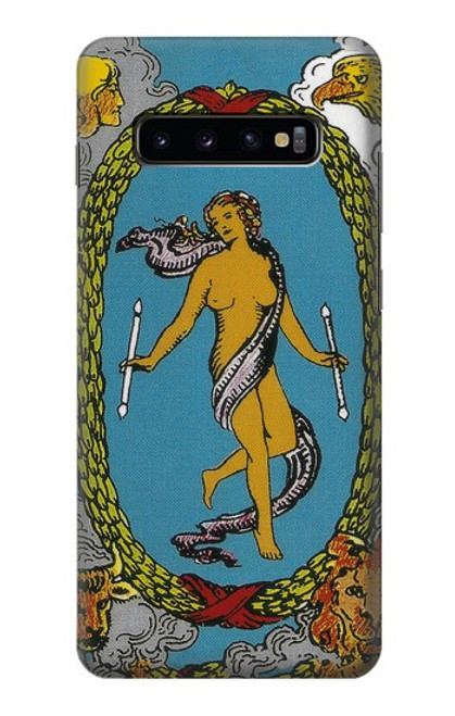 W3746 Tarot Card The World Hülle Schutzhülle Taschen und Leder Flip für Samsung Galaxy S10 Plus