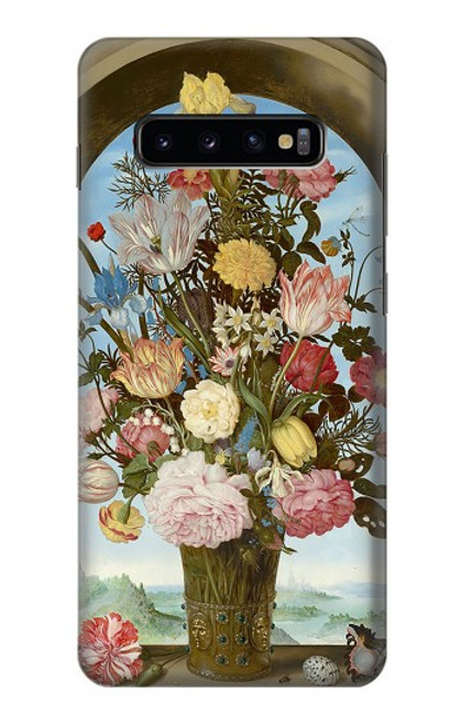 W3749 Vase of Flowers Hülle Schutzhülle Taschen und Leder Flip für Samsung Galaxy S10 Plus