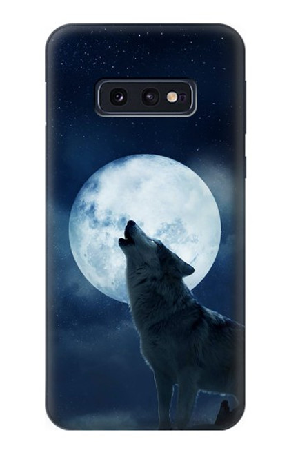 W3693 Grim White Wolf Full Moon Hülle Schutzhülle Taschen und Leder Flip für Samsung Galaxy S10e