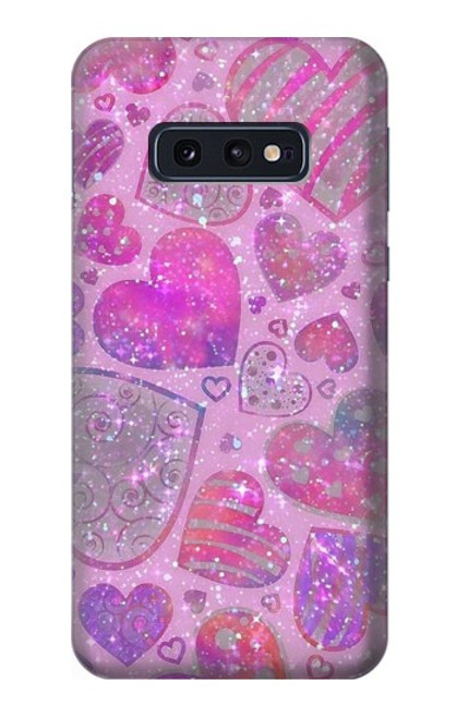 W3710 Pink Love Heart Hülle Schutzhülle Taschen und Leder Flip für Samsung Galaxy S10e