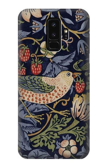 W3791 William Morris Strawberry Thief Fabric Hülle Schutzhülle Taschen und Leder Flip für Samsung Galaxy S9 Plus