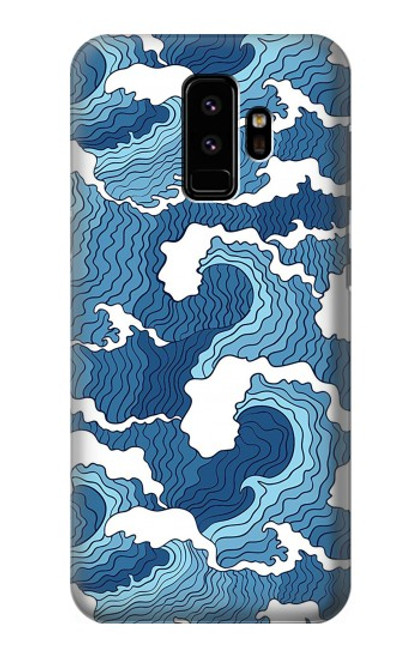W3751 Wave Pattern Hülle Schutzhülle Taschen und Leder Flip für Samsung Galaxy S9