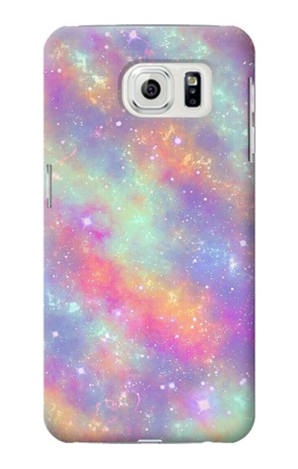 W3706 Pastel Rainbow Galaxy Pink Sky Hülle Schutzhülle Taschen und Leder Flip für Samsung Galaxy S7 Edge