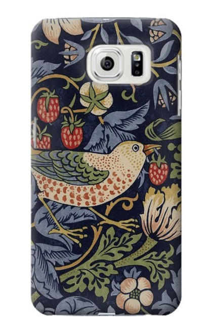 W3791 William Morris Strawberry Thief Fabric Hülle Schutzhülle Taschen und Leder Flip für Samsung Galaxy S7 Edge