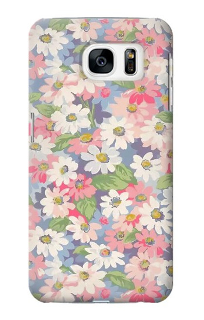 W3688 Floral Flower Art Pattern Hülle Schutzhülle Taschen und Leder Flip für Samsung Galaxy S7