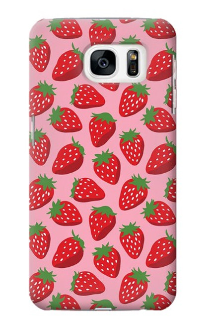 W3719 Strawberry Pattern Hülle Schutzhülle Taschen und Leder Flip für Samsung Galaxy S7