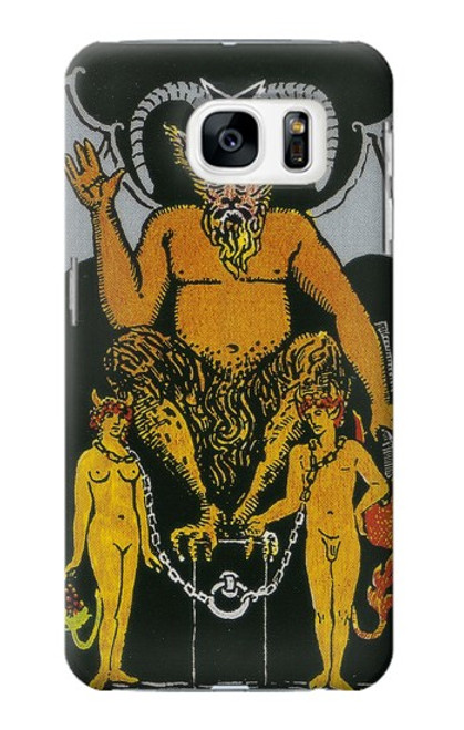 W3740 Tarot Card The Devil Hülle Schutzhülle Taschen und Leder Flip für Samsung Galaxy S7