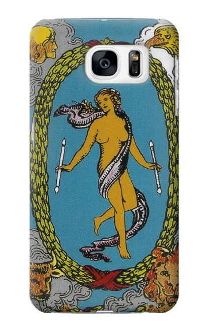 W3746 Tarot Card The World Hülle Schutzhülle Taschen und Leder Flip für Samsung Galaxy S7