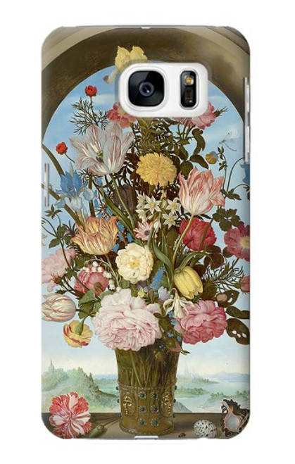 W3749 Vase of Flowers Hülle Schutzhülle Taschen und Leder Flip für Samsung Galaxy S7