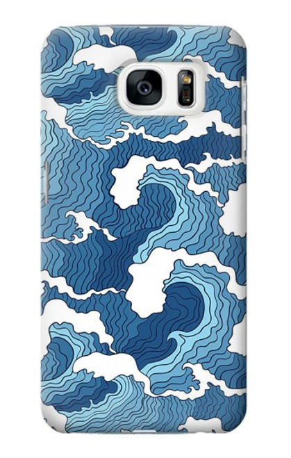W3751 Wave Pattern Hülle Schutzhülle Taschen und Leder Flip für Samsung Galaxy S7