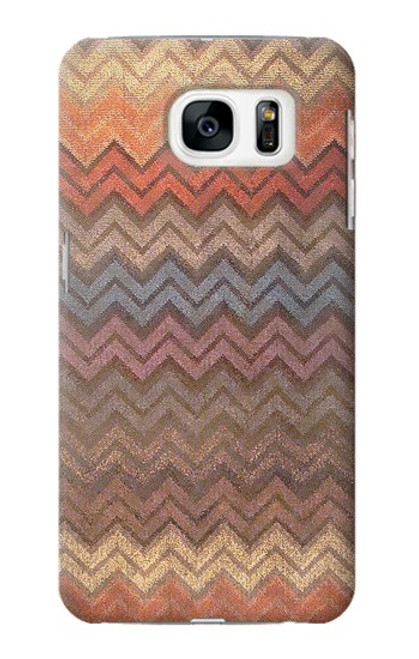 W3752 Zigzag Fabric Pattern Graphic Printed Hülle Schutzhülle Taschen und Leder Flip für Samsung Galaxy S7