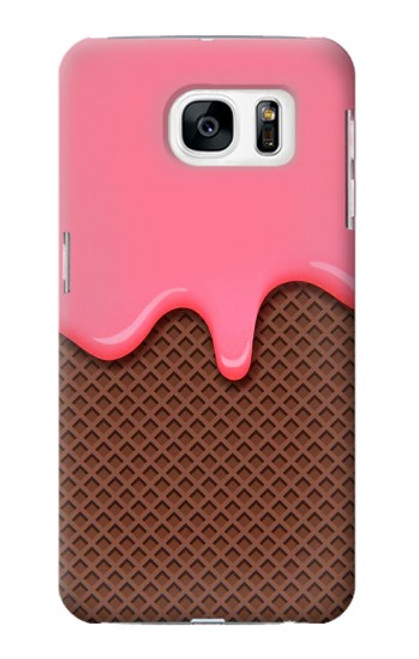 W3754 Strawberry Ice Cream Cone Hülle Schutzhülle Taschen und Leder Flip für Samsung Galaxy S7