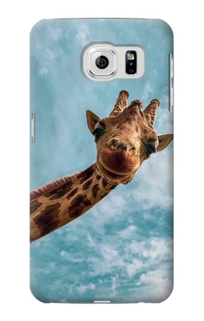 W3680 Cute Smile Giraffe Hülle Schutzhülle Taschen und Leder Flip für Samsung Galaxy S6