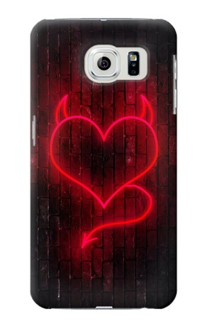 W3682 Devil Heart Hülle Schutzhülle Taschen und Leder Flip für Samsung Galaxy S6