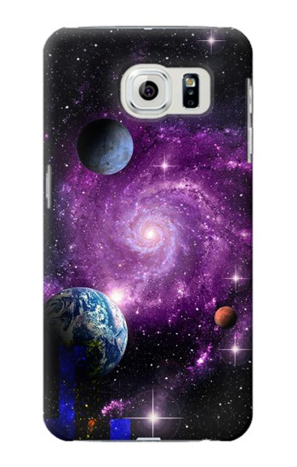 W3689 Galaxy Outer Space Planet Hülle Schutzhülle Taschen und Leder Flip für Samsung Galaxy S6