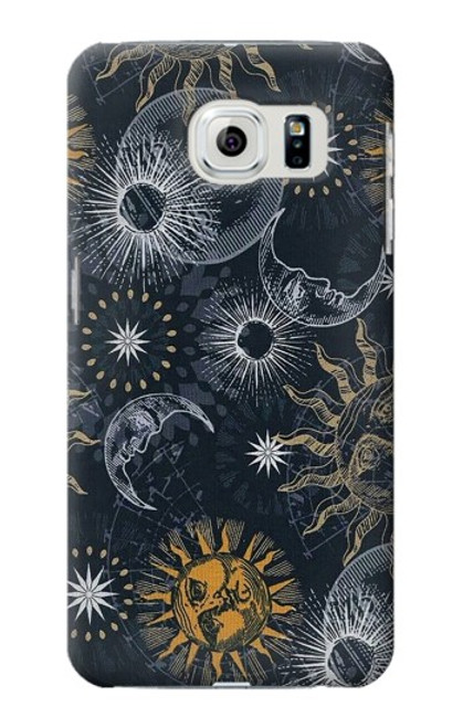W3702 Moon and Sun Hülle Schutzhülle Taschen und Leder Flip für Samsung Galaxy S6