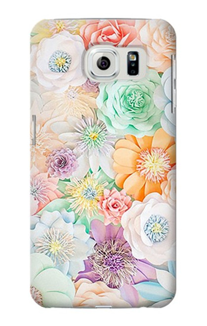 W3705 Pastel Floral Flower Hülle Schutzhülle Taschen und Leder Flip für Samsung Galaxy S6