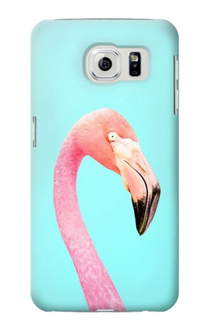 W3708 Pink Flamingo Hülle Schutzhülle Taschen und Leder Flip für Samsung Galaxy S6