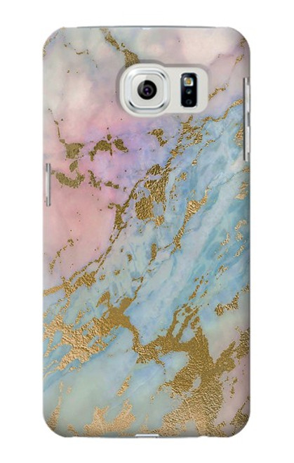 W3717 Rose Gold Blue Pastel Marble Graphic Printed Hülle Schutzhülle Taschen und Leder Flip für Samsung Galaxy S6