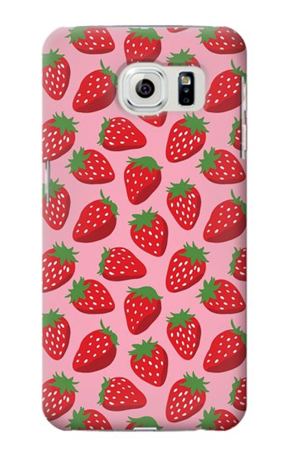 W3719 Strawberry Pattern Hülle Schutzhülle Taschen und Leder Flip für Samsung Galaxy S6