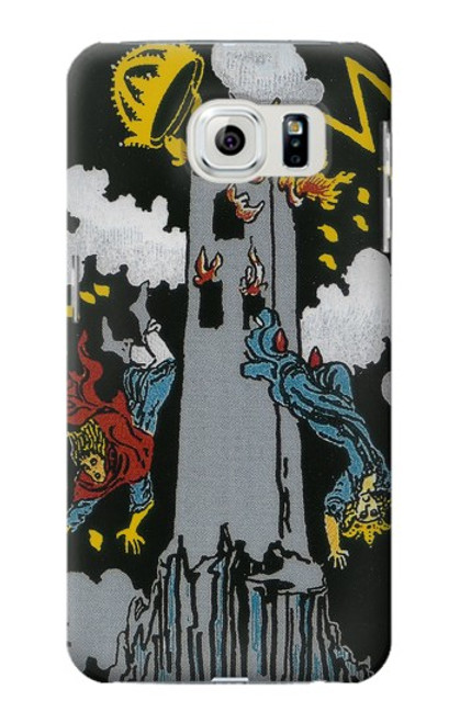 W3745 Tarot Card The Tower Hülle Schutzhülle Taschen und Leder Flip für Samsung Galaxy S6