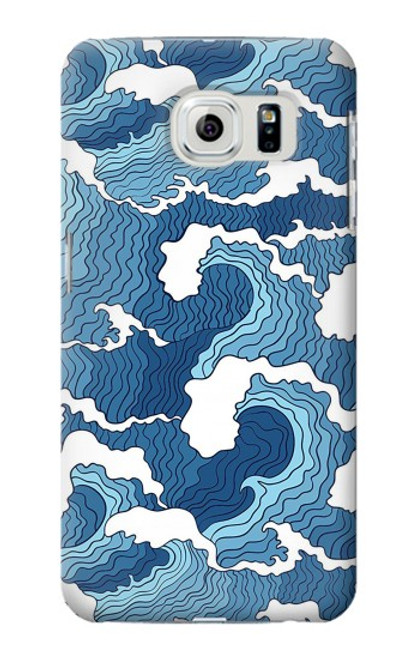 W3751 Wave Pattern Hülle Schutzhülle Taschen und Leder Flip für Samsung Galaxy S6