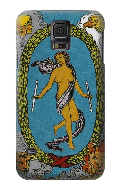 W3746 Tarot Card The World Hülle Schutzhülle Taschen und Leder Flip für Samsung Galaxy S5
