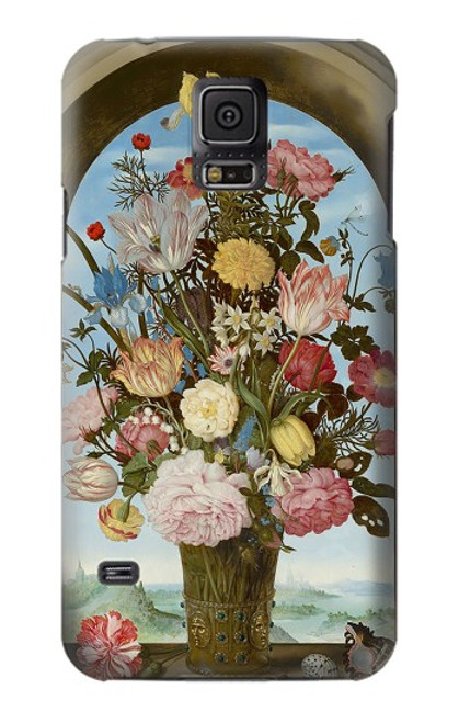 W3749 Vase of Flowers Hülle Schutzhülle Taschen und Leder Flip für Samsung Galaxy S5