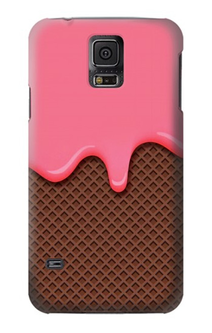 W3754 Strawberry Ice Cream Cone Hülle Schutzhülle Taschen und Leder Flip für Samsung Galaxy S5