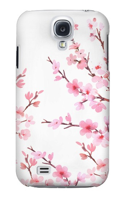 W3707 Pink Cherry Blossom Spring Flower Hülle Schutzhülle Taschen und Leder Flip für Samsung Galaxy S4