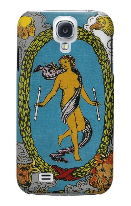 W3746 Tarot Card The World Hülle Schutzhülle Taschen und Leder Flip für Samsung Galaxy S4