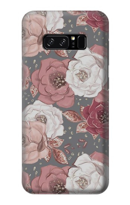 W3716 Rose Floral Pattern Hülle Schutzhülle Taschen und Leder Flip für Note 8 Samsung Galaxy Note8