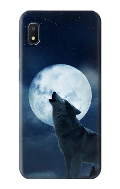 W3693 Grim White Wolf Full Moon Hülle Schutzhülle Taschen und Leder Flip für Samsung Galaxy A10e