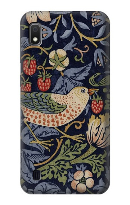 W3791 William Morris Strawberry Thief Fabric Hülle Schutzhülle Taschen und Leder Flip für Samsung Galaxy A10