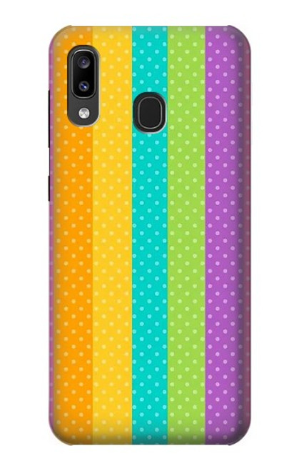 W3678 Colorful Rainbow Vertical Hülle Schutzhülle Taschen und Leder Flip für Samsung Galaxy A20, Galaxy A30