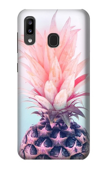 W3711 Pink Pineapple Hülle Schutzhülle Taschen und Leder Flip für Samsung Galaxy A20, Galaxy A30