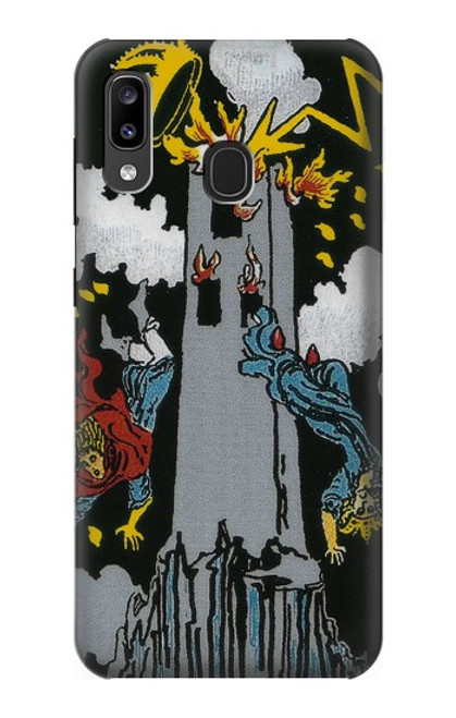 W3745 Tarot Card The Tower Hülle Schutzhülle Taschen und Leder Flip für Samsung Galaxy A20, Galaxy A30