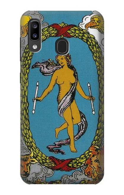 W3746 Tarot Card The World Hülle Schutzhülle Taschen und Leder Flip für Samsung Galaxy A20, Galaxy A30