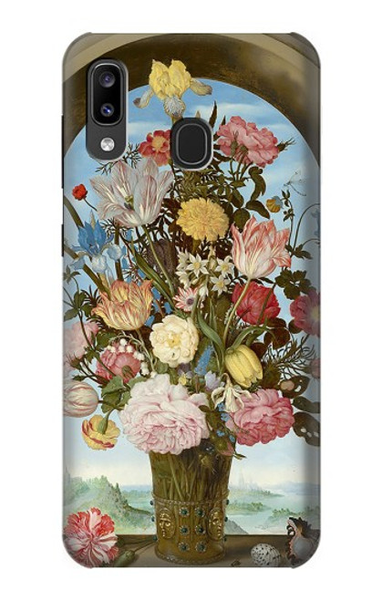 W3749 Vase of Flowers Hülle Schutzhülle Taschen und Leder Flip für Samsung Galaxy A20, Galaxy A30