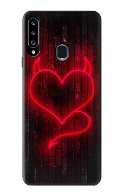 W3682 Devil Heart Hülle Schutzhülle Taschen und Leder Flip für Samsung Galaxy A20s