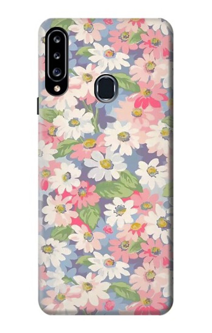 W3688 Floral Flower Art Pattern Hülle Schutzhülle Taschen und Leder Flip für Samsung Galaxy A20s